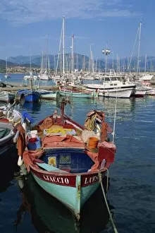 Corsica Gallery: Fishing boat moored in the harbour at Ajaccio, island of Corsica, France