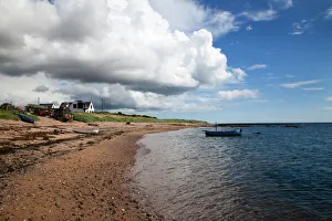 Carnoustie Beach Print: Fishing Boats at Low Tide