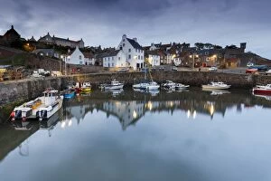 Crail Gallery: Fishing boats in the harbour at Crail at dusk, East Neuk, Fife, Scotland, United Kingdom