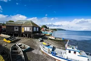 Images Dated 9th January 2011: Fishing boats in the harbour of Dalcahue, Chiloe, Chile, South America
