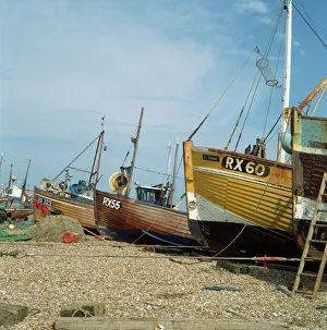 Hastings Gallery: Fishing boats on shingle beach, Hastings, East Sussex, England, United Kingdom, Europe