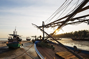 Fishing boats at sunset, Sam Phraya Beach, Khao San Roi Yot National Park Fishing boats at sunset, Sam Phraya Beach, Khao San Roi Yot National Park
