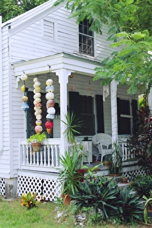 Fishing floats hanging in porch of old house in Key West Fishing floats hanging in porch of old house in Key West