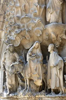 The Flight to Egypt on the Nativity Facade by Antoni Gaudi, Sagrada Familia basilica The Flight to Egypt on the Nativity Facade by Antoni Gaudi, Sagrada Familia basilica