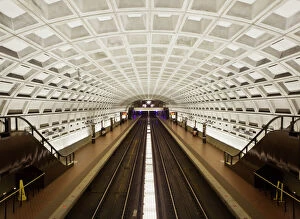 Foggy Bottom Metro station platform, part of the Washington D.C. metro system, Washington D.C