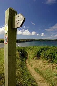 Footpath sign for the Pembrokeshire Coast Path at Broad Haven Footpath sign for the Pembrokeshire Coast Path at Broad Haven