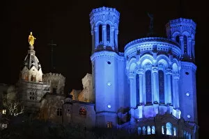 Images Dated 5th December 2008: Fourviere Basilica, Light festival, Lyon, Rhone, France, Europe