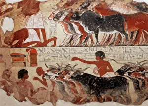 Fragment of a tomb painting dating from around 1400 BC from Thebes, Egypt Fragment of a tomb painting dating from around 1400 BC from Thebes, Egypt