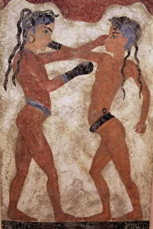 Paintings Gallery: Fresco of children boxing from Akrotiri