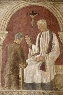 Fresco of Holy Confession in Sainte Genevieves Cathedral, Nanterre, Hauts-de-Seine Fresco of Holy Confession in Sainte Genevieves Cathedral, Nanterre, Hauts-de-Seine