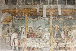 Fresco of the Wedding at Cana, Abondance abbey church, Abondance, Haute Savoie, France Fresco of the Wedding at Cana, Abondance abbey church, Abondance, Haute Savoie, France