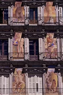 Frescoes at the Plaza Mayor on buildings of the 17th century
