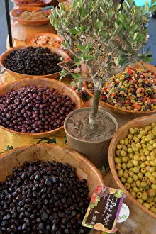 Olive Gallery: Fresh olives for sale at a street market in the historic Provence town of Eygalieres