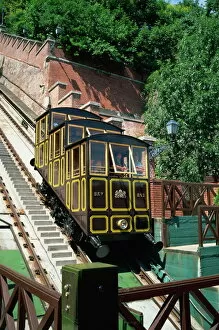 Carriages Gallery: Funicular railway up Castle Hill from Clark Adam Square, Budapest, Hungary, Europe