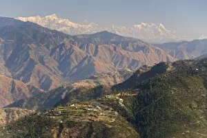 Images Dated 25th December 2012: Gangotri Mountains, Garwhal Himalaya, seen from Mussoorie hill station, Uttarakhand, India, Asia