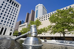 Gavel sculpture outside the Ohio Judicial Center, Columbus, Ohio, United States of America Gavel sculpture outside the Ohio Judicial Center, Columbus, Ohio, United States of America
