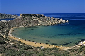 Prints of Ghajn Tuffieha Bay, Malta, Mediterranean, Europe Malta Prints: Ghajn Tuffieha Bay Print - Malta, Mediterranean