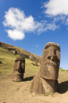 Giant monolithic stone Moai statues at Rano Raraku, Rapa Nui (Easter Island) Giant monolithic stone Moai statues at Rano Raraku, Rapa Nui (Easter Island)