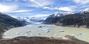 Glacial lake with small icebergs floating, Laguna San Rafael National Park, Aysen Region Glacial lake with small icebergs floating, Laguna San Rafael National Park, Aysen Region