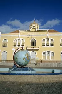 Globe outside a school in Mindelo, on Sao Vicente Island, Cape Verde Islands