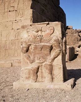 Carved Collection: The god Bes, Temple of Hathor, Dendera, Egypt, North Africa, Africa