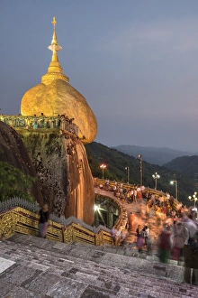 Golden Rock (Kyaiktiyo Pagoda) at night, a Buddhist Temple in Mon State, Myanmar (Burma) Golden Rock (Kyaiktiyo Pagoda) at night, a Buddhist Temple in Mon State, Myanmar (Burma)