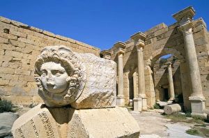 Gorgon head, Severan Forum, Leptis Magna, UNESCO World Heritage Site, Tripolitania Gorgon head, Severan Forum, Leptis Magna, UNESCO World Heritage Site, Tripolitania