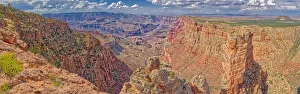 Grand Canyon with the historic Watch Tower on the far left, managed by the National Grand Canyon with the historic Watch Tower on the far left, managed by the National