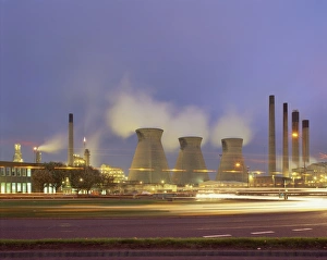 Grangemouth petro-chemical plant illuminated at dusk, Scotland, United Kingdom, Europe Grangemouth petro-chemical plant illuminated at dusk, Scotland, United Kingdom, Europe