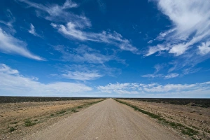 Gravel road through the desert of Patagonia, Chile, South America Gravel road through the desert of Patagonia, Chile, South America