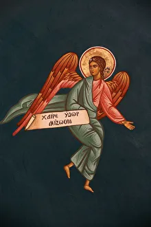 Greek Orthodox fresco detail depicting an angel, Thessaloniki, Macedonia, Greece, Europe Greek Orthodox fresco detail depicting an angel, Thessaloniki, Macedonia, Greece, Europe