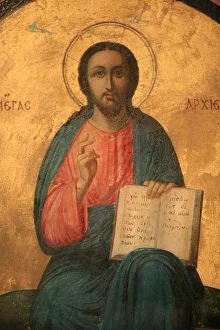 Greece Prints: Greek Orthodox Icon Print of Christ as High Priest, Thessaloniki