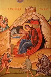 Paintings Gallery: Greek Orthodox icon depicting Christs birth, Thessaloniki, Macedonia, Greece, Europe