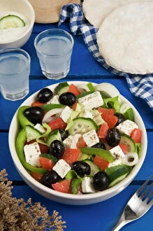 Food And Drink Collection: Greek Salad with feta and olives, Greek food, Greece, Europe