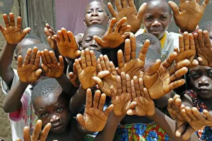 Related Images Gallery: Group of children showing their hands, Datcha-Attikpaye, Togo, West Africa, Africa