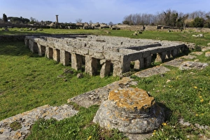 Gymnasium with swimming pool, Paestum, Ancient Greek archaeological site, UNESCO Gymnasium with swimming pool, Paestum, Ancient Greek archaeological site, UNESCO