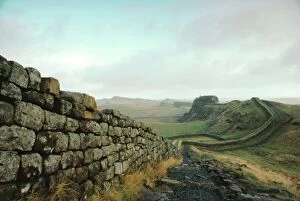 Ancient Civilisation Gallery: Hadrians Wall, towards Crag Lough, Northumberland England, UK
