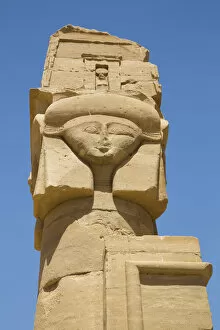 Ancient Egyptian Architecture Gallery: Hathor Headed Column, Chapel of Qartasa, Kalabsha, UNESCO World Heritage Site, near Aswan