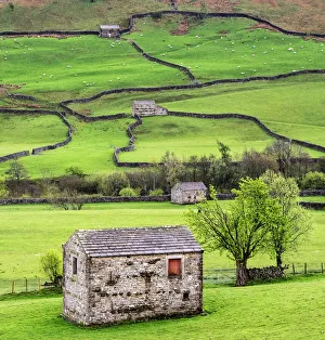 Hay barns, Muker, Swaledale, Yorkshire Dales, Yorkshire, England, United Kingdom, Europe Hay barns, Muker, Swaledale, Yorkshire Dales, Yorkshire, England, United Kingdom, Europe