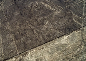 The Heron Geoglyph, aerial view, Nazca, UNESCO World Heritage Site, Ica Region, Peru The Heron Geoglyph, aerial view, Nazca, UNESCO World Heritage Site, Ica Region, Peru