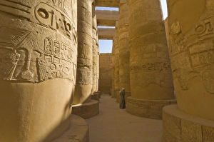 Hieroglyphics on great columns in the Temple of Karnak near Luxor, Thebes Hieroglyphics on great columns in the Temple of Karnak near Luxor, Thebes