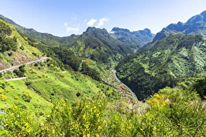 High angle view of Serra de Agua village in the green valley, Ribeira Brava municipality High angle view of Serra de Agua village in the green valley, Ribeira Brava municipality