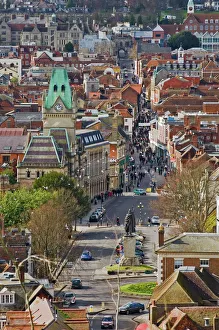 High Street Gallery: The High Street with Town Hall and King Alfreds statue, Winchester