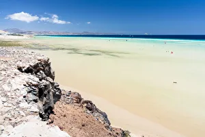 High tide over the white sand beach Playa de Sotavento de Jandia, Fuerteventura High tide over the white sand beach Playa de Sotavento de Jandia, Fuerteventura