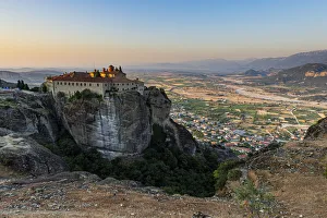 Holy Monastery of St. Stephen at sunset, UNESCO World Heritage Site, Meteora Monasteries Holy Monastery of St. Stephen at sunset, UNESCO World Heritage Site, Meteora Monasteries