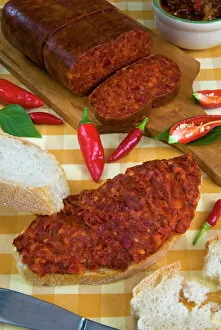 Hot calabrian soft salami (Nduia), Calabria, Italy, Europe