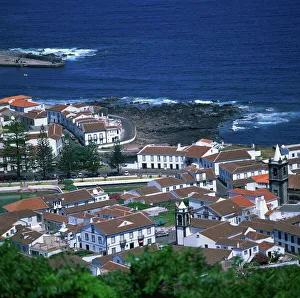 Houses and coastline in the town of Santa Cruz on the Houses and coastline in the town of Santa Cruz on the