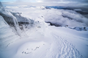 Ice formations and icicles on Cotopaxi Volcano, Cotopaxi National Park, Cotopaxi Province Ice formations and icicles on Cotopaxi Volcano, Cotopaxi National Park, Cotopaxi Province