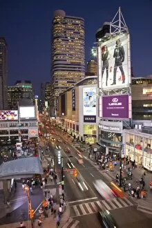 Illuminated signs and Video screens at Dundas Square, in Toronto, Ontario