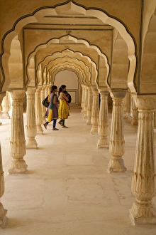 Palace Prints: Indian Women Under Arches, Amber Fort Palace Print
